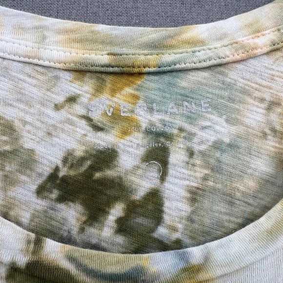EVERLANE T-shirt Womens Small White Multicolor Hand Dyed Upcycled Cuffed Crew - Picture 9 of 14